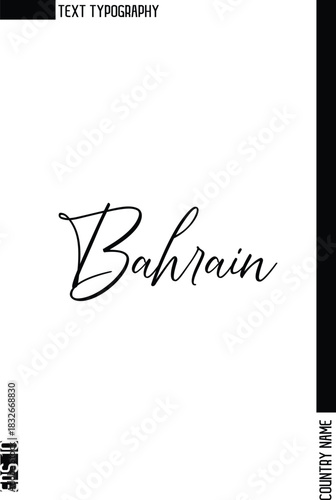 Bahrain  -Country Name Stylish Cursive Typography Text Vector Design