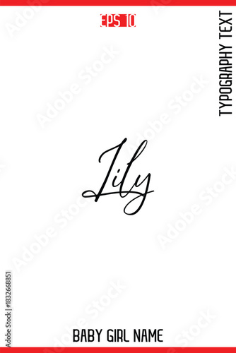 Lily   -Baby Girl Trendy Name In Stylish Cursive Typography Vector Illustration