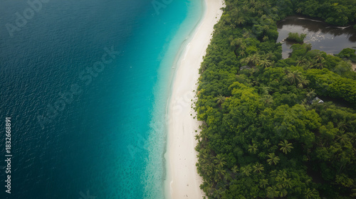 Fototapeta Naklejka Na Ścianę i Meble -  aerial view of tropical island
