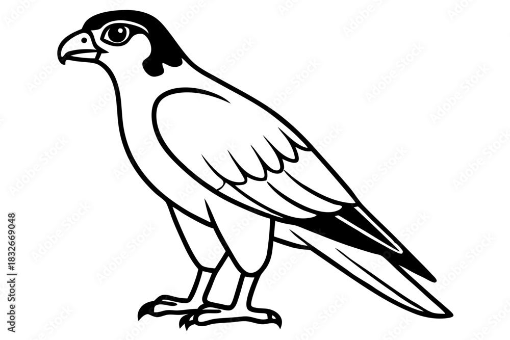 Obraz premium falcon silhouette black and white line art on white background