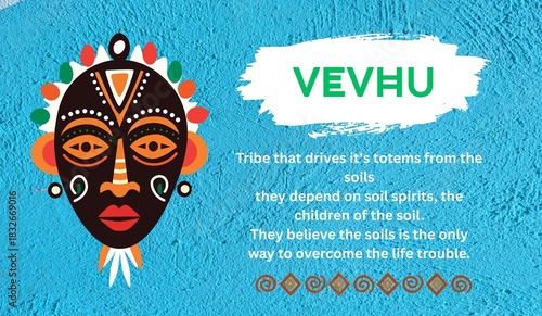 Schilderij op canvas Illustration of an African ancient mask design representing the VEVHU tribe