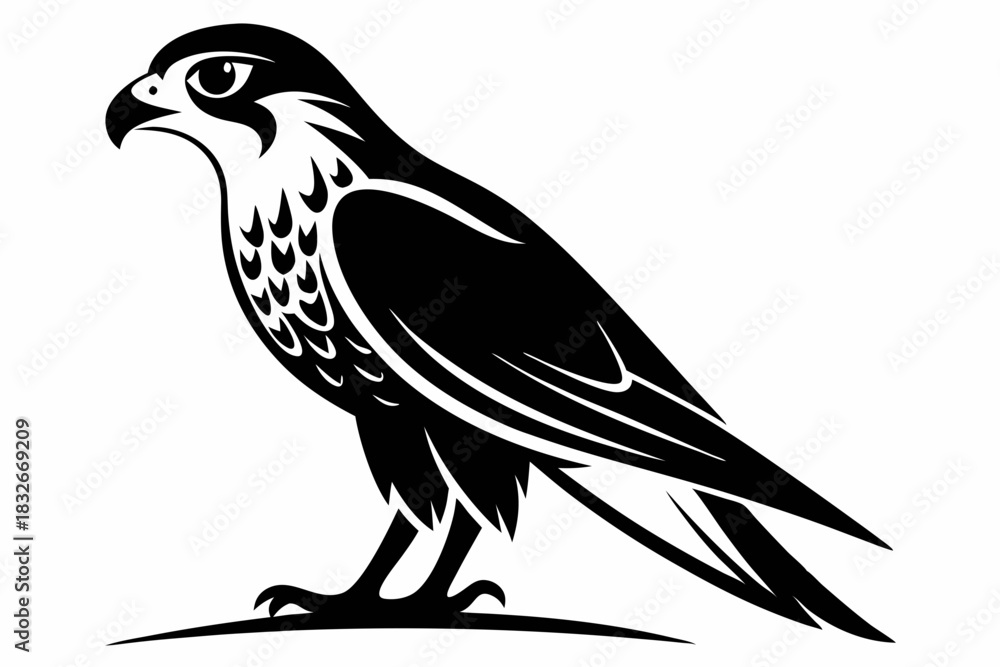 Obraz premium falcon silhouette black and white on white background