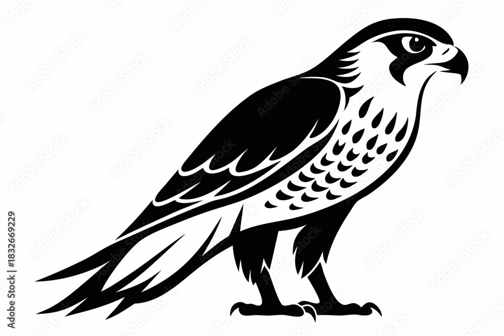 Obraz premium falcon silhouette black and white on white background