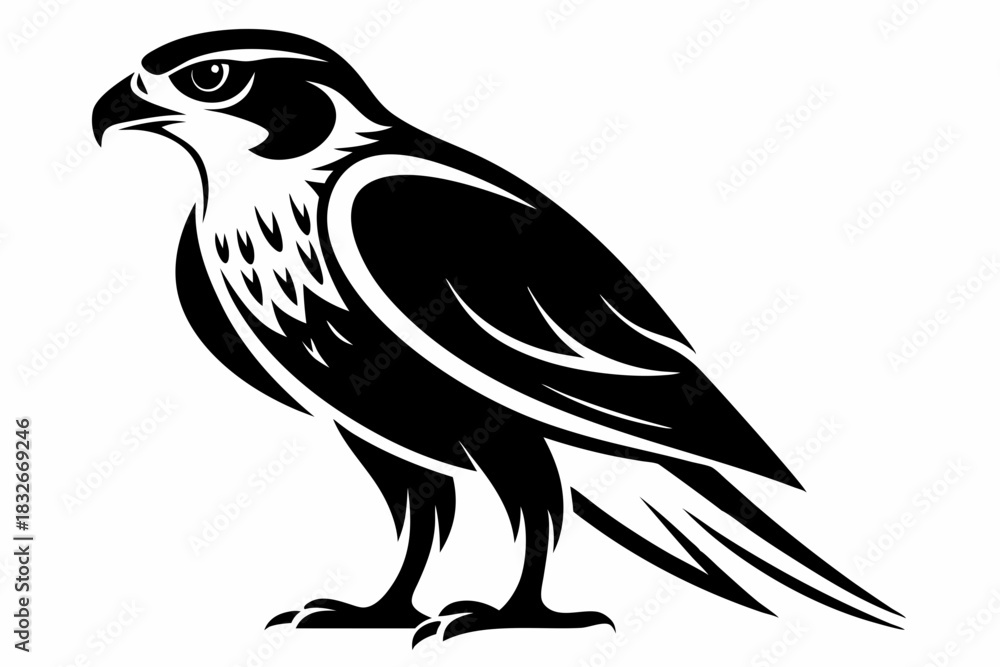 Obraz premium falcon silhouette black and white on white background