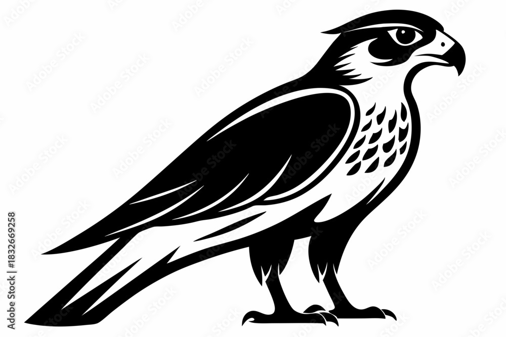 Obraz premium falcon silhouette black and white on white background