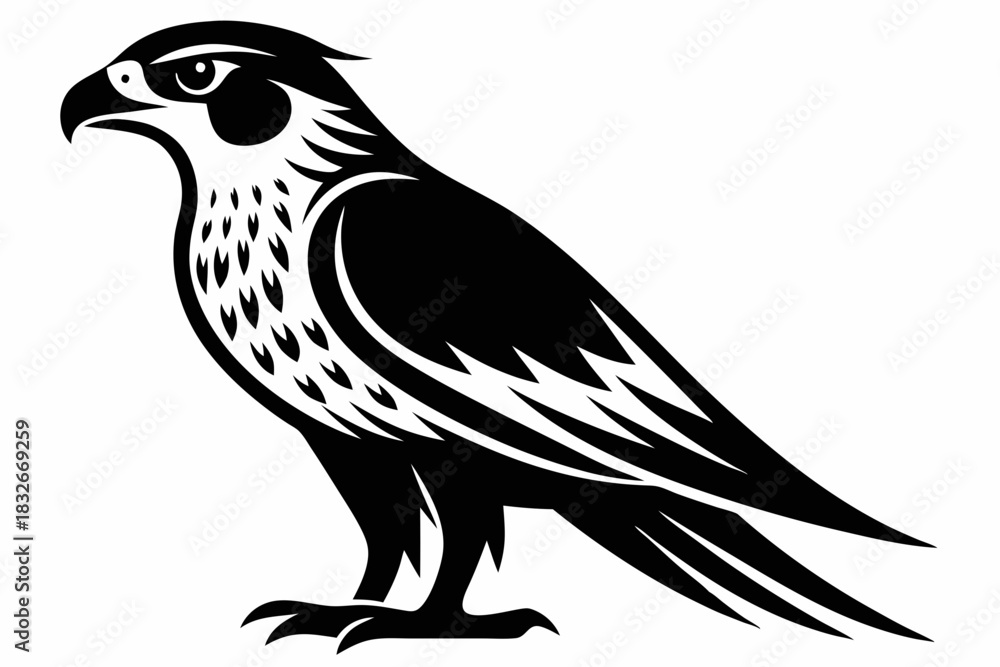 Obraz premium falcon silhouette black and white on white background