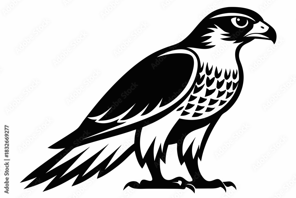 Obraz premium falcon silhouette black and white on white background