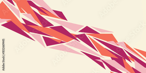 Dynamic Abstract Background with Geometric Triangle Shapes in Coral, Rose, and Purple