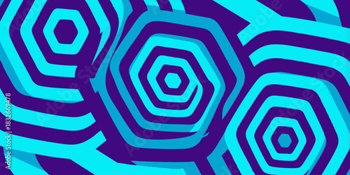 Geometric Hexagons A Vibrant, Layered Design with Striking Blue and Purple Hues