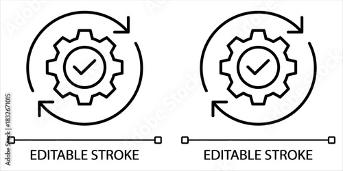 Streamline workflow processes with this scalable automation icon set for efficient business operations and success, featuring editable stroke.