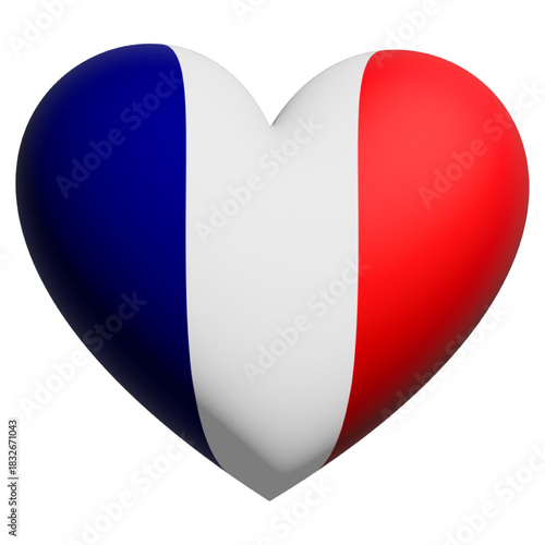 heart with France flag icon vector illustration 