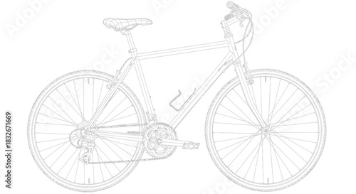 Minimalistic Outline of a Bicycle with Detailed Wheel and Frame Design for Cycling Enthusiasts