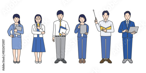 働くビジネスパーソンのイラストセット素材