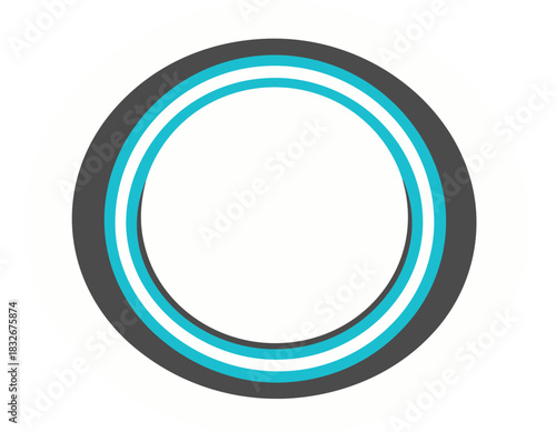Concentric Circles Graphic Design with Teal and Gray Tones on a White Background Abstract Geometric Pattern