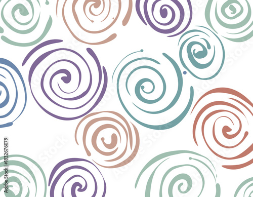 Abstract Swirl Pattern in Muted Earthy Tones on Black Background Simple Geometric Design