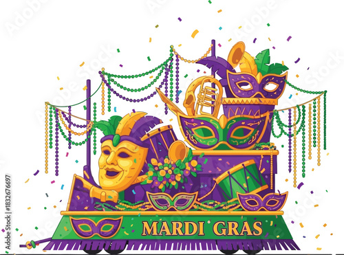 Mardi Gras Parade Float Vector Illustration