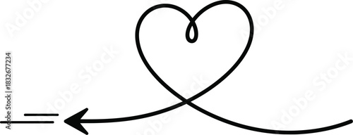 Arrow to heart icon expressing love and relationship concept design