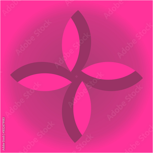 Four swirling petals cross and interlock, glowing in vivid pink gradients, forming a soft, radiant floral mandala with gentle symmetry.