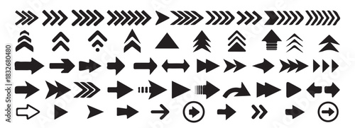 Arrow vector icon set, collection of modern cursor arrows for web and app design. black arrows vector set