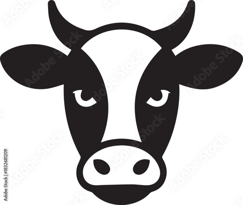cow portrait head icon dairy product label emblem vector