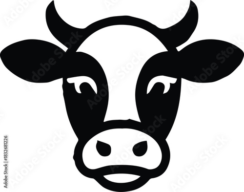 cow silhouette livestock logo horn emblem vector