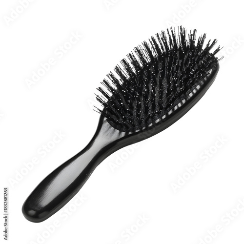 Professional Folding Hairbrush with Black Handle and Bristles for Haircare Routine
