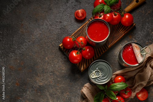 Tin cans of tasty tomato pa...