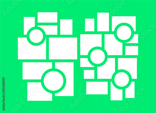 Pictures or photos frame collage, page grid layout abstract photo frames and digital photo wall template
