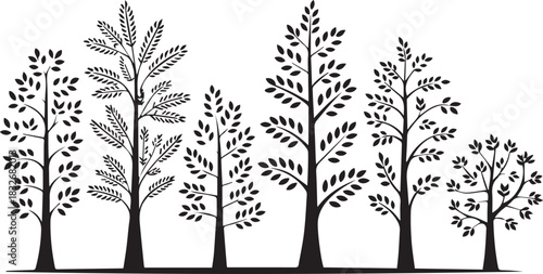 tree silhouette set varied tree shapes for graphic design