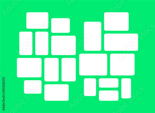 Pictures or photos frame collage, page grid layout abstract photo frames and digital photo wall template
