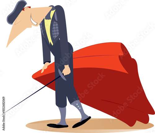 Sad bullfighter moving out from the arena