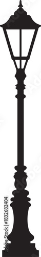 lamppost lantern silhouette vector illustration urban scene