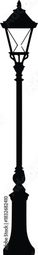 lamppost ornamental ironwork streetlight silhouette vector icon