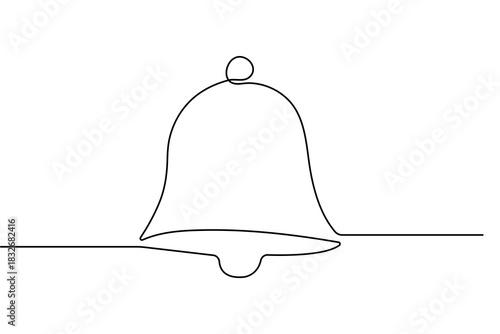 Bell continuous one line drawing minimalist outline vector ribbon christmas illustration design
