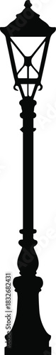 lamppost vintage street light silhouette vector ornamental design