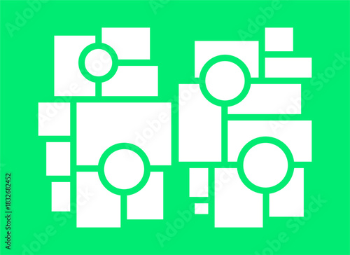 Pictures or photos frame collage, page grid layout abstract photo frames and digital photo wall template
