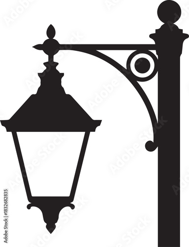 lamppost lantern silhouette clipart vintage streetlight ironwork