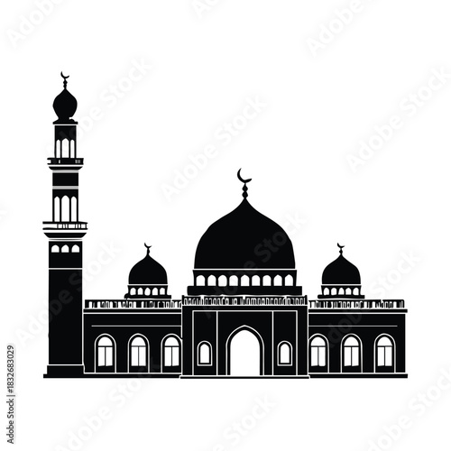 mosque silhouette dome minaret vector icon for design use