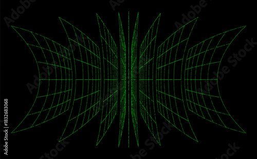 3d wireframe perspective grid room template design vector illustration background. Empty 3 dimension virtual room with perspective wireframe grid geometric sketch. Cyber virtual line interior frame.