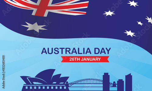 Gradient background for happy Australia day vector illustration.