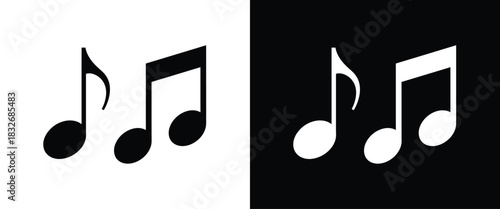Music Notes Icons Black and White Symbols for Sound and Melody