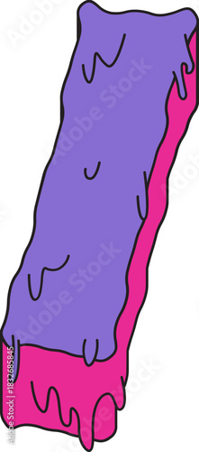 Purple Block with Vibrant Pink Dripping Slime