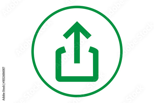Clean and modern, an upload icon in vibrant green stands prominently against a simple background. Embodying simplicity and user-friendly design.