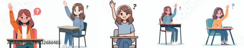 vector of a female lecturer raising his hand