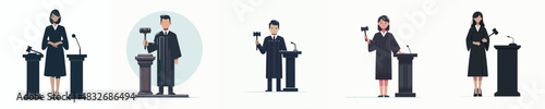 vector full body of man judge stand banging the gavel of justice