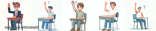 vector of a male lecturer raising his hand