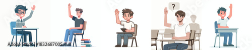 vector of a male lecturer raising his hand