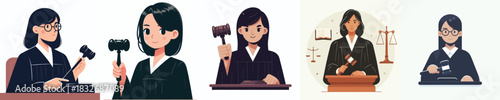 vector female judge banging the gavel of justice
