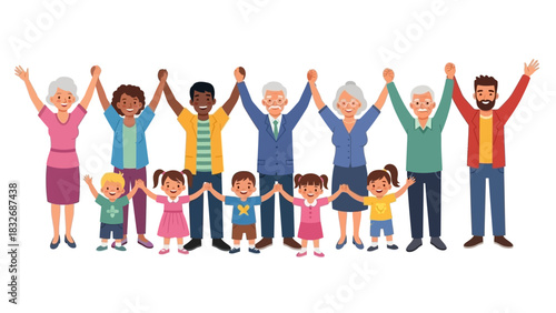 Diverse Group of People Holding Hands Together Celebrating Unity and Connection