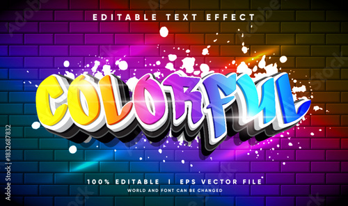 colorful 3d vector text effect editable